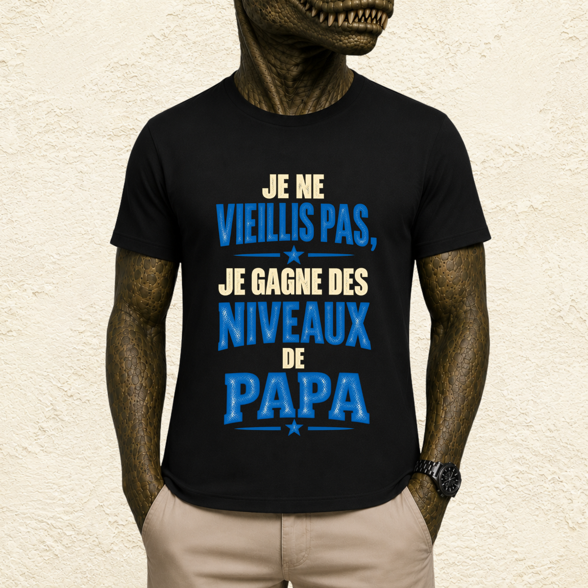 T-shirt Homme texte « Je ne vieillis pas, je gagne des niveaux de Papa »