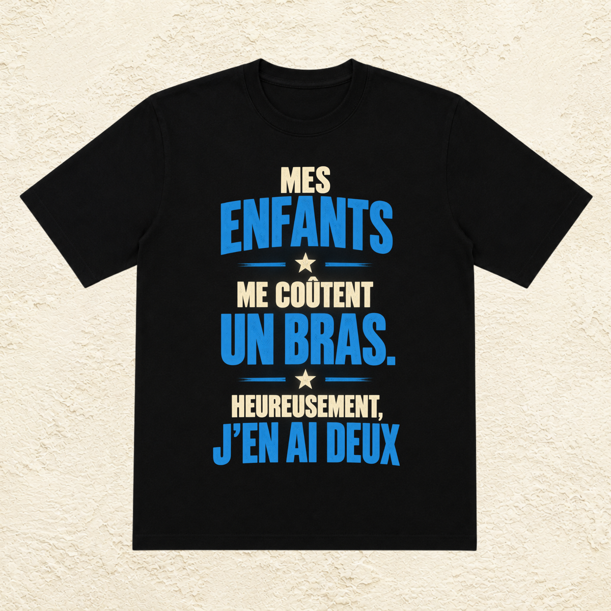 T-shirt Homme texte « Mes enfants me coûtent un bras. Heureusement, j'en ai deux ! »