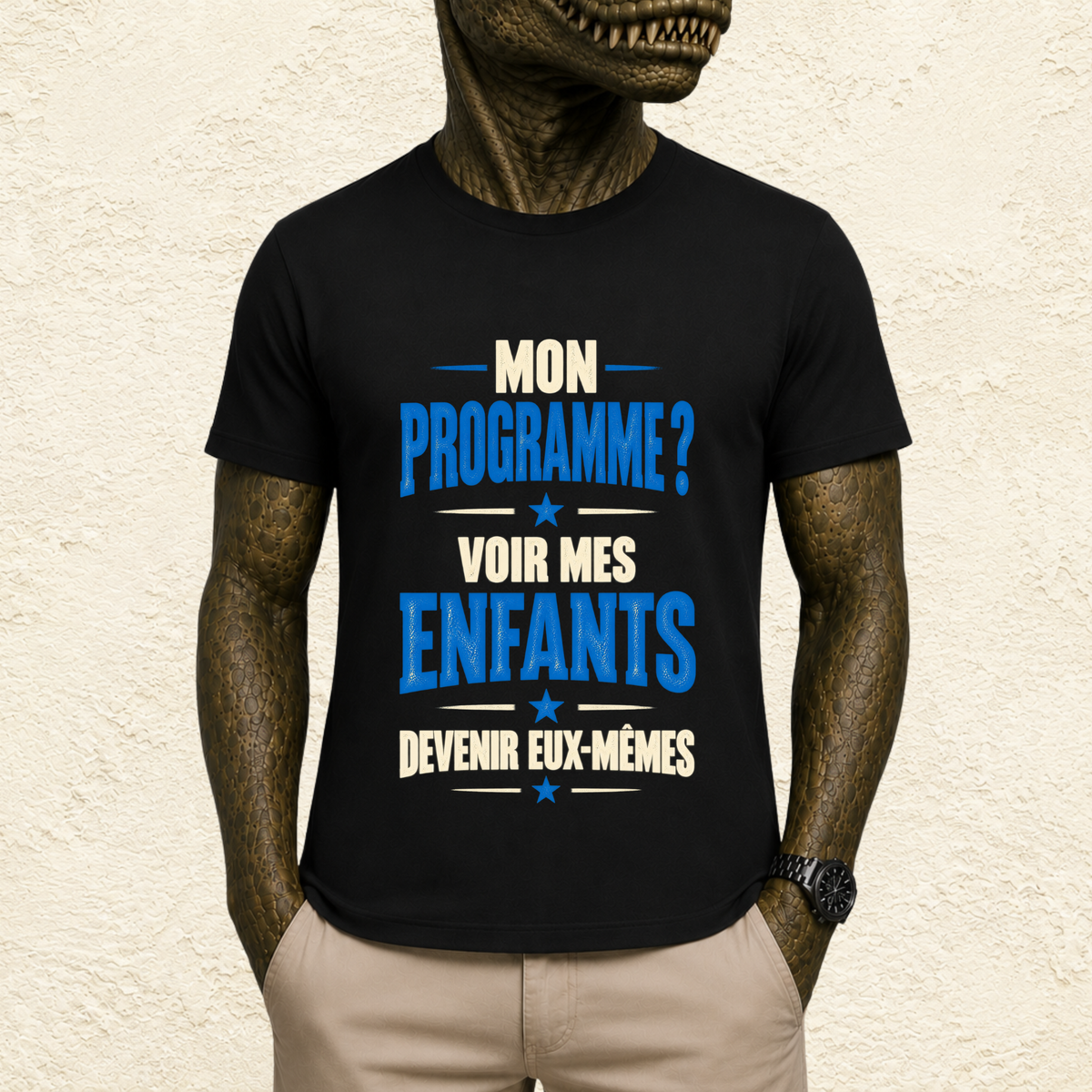 T-shirt Homme texte « Mon programme ? Voir mes enfants devenir eux-mêmes »