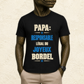 T-shirt Homme texte « Papa : Responsable légal du joyeux bordel »