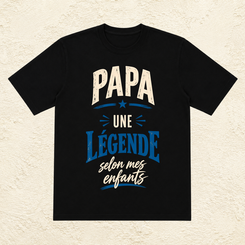 T-shirt Homme texte « Papa : Une légende selon mes enfants »