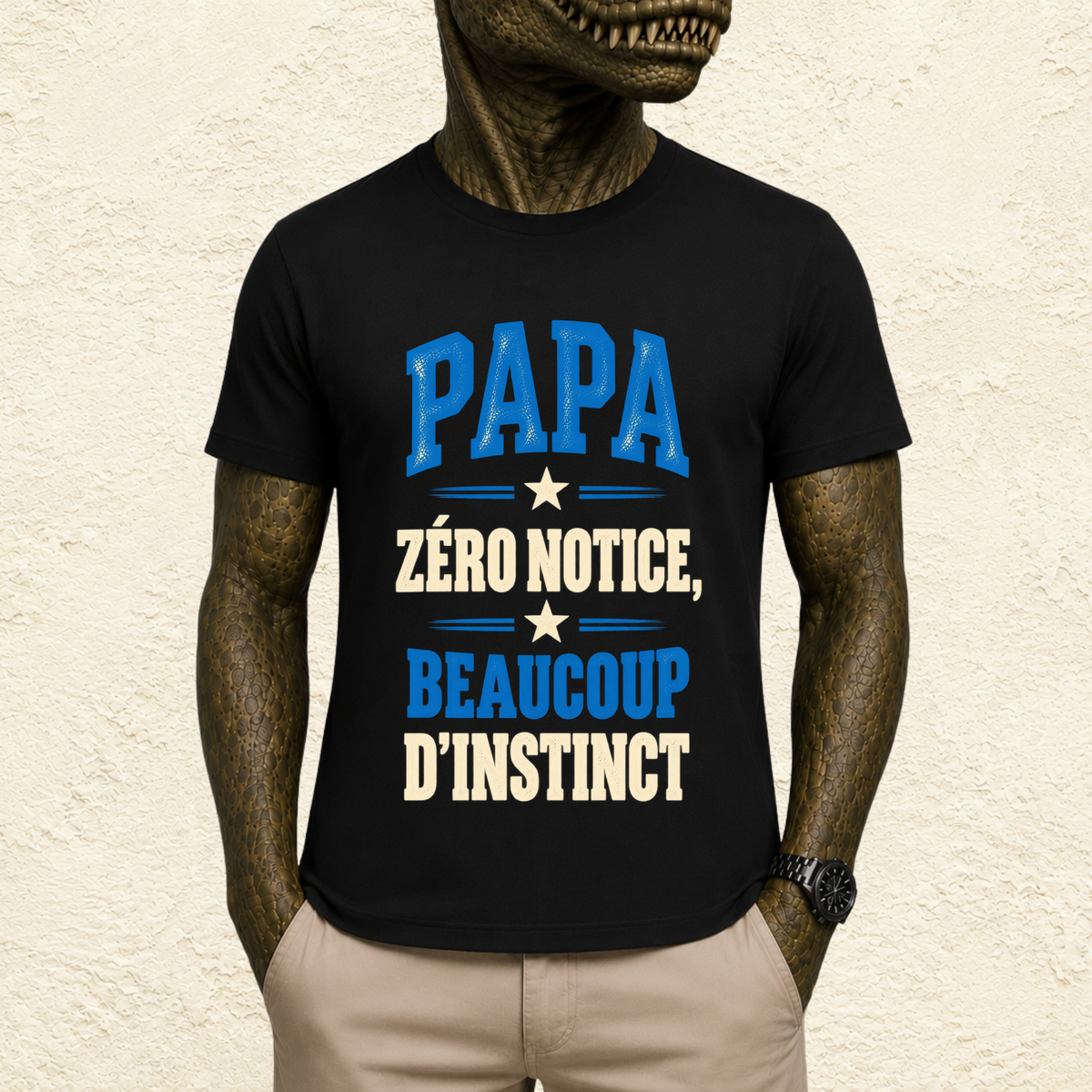T-shirt Homme texte « Papa : Zéro notice, beaucoup d'instinct »