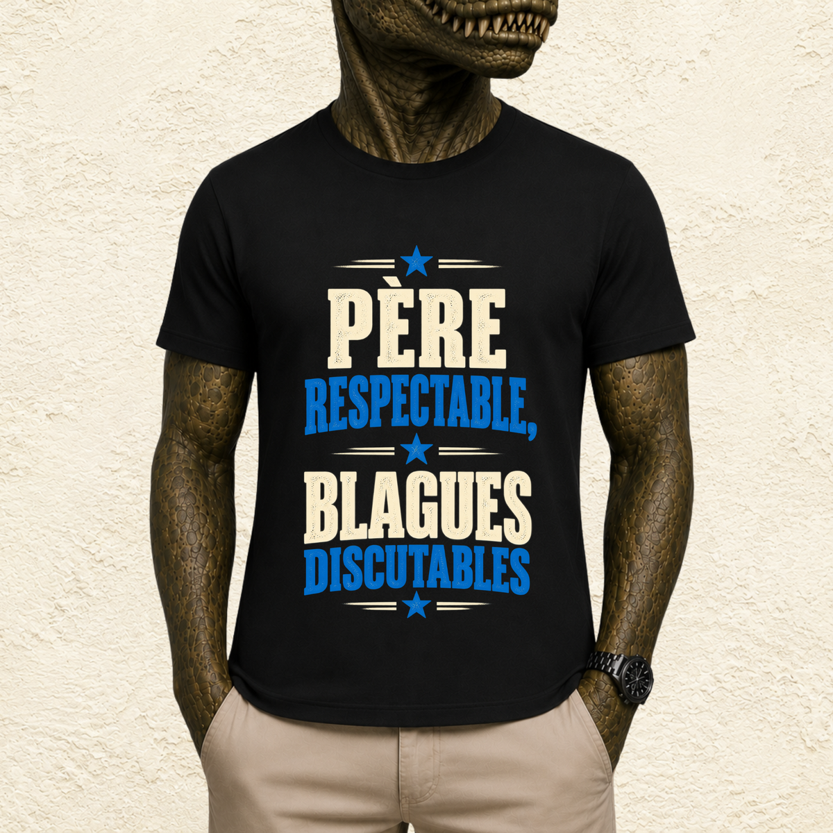 T-shirt Homme texte « Père respectable, blagues discutables »