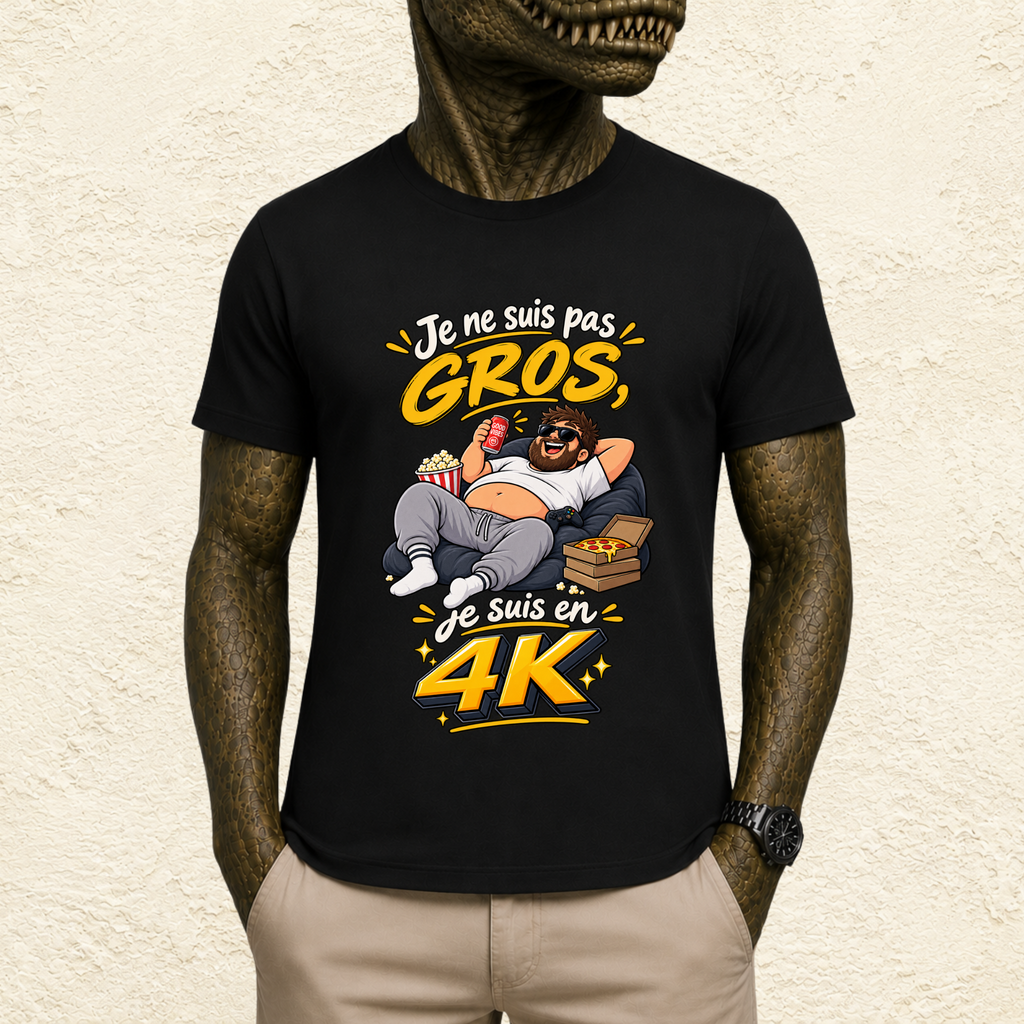 T-shirt Homme « Je ne suis pas gros, je suis en 4K »
