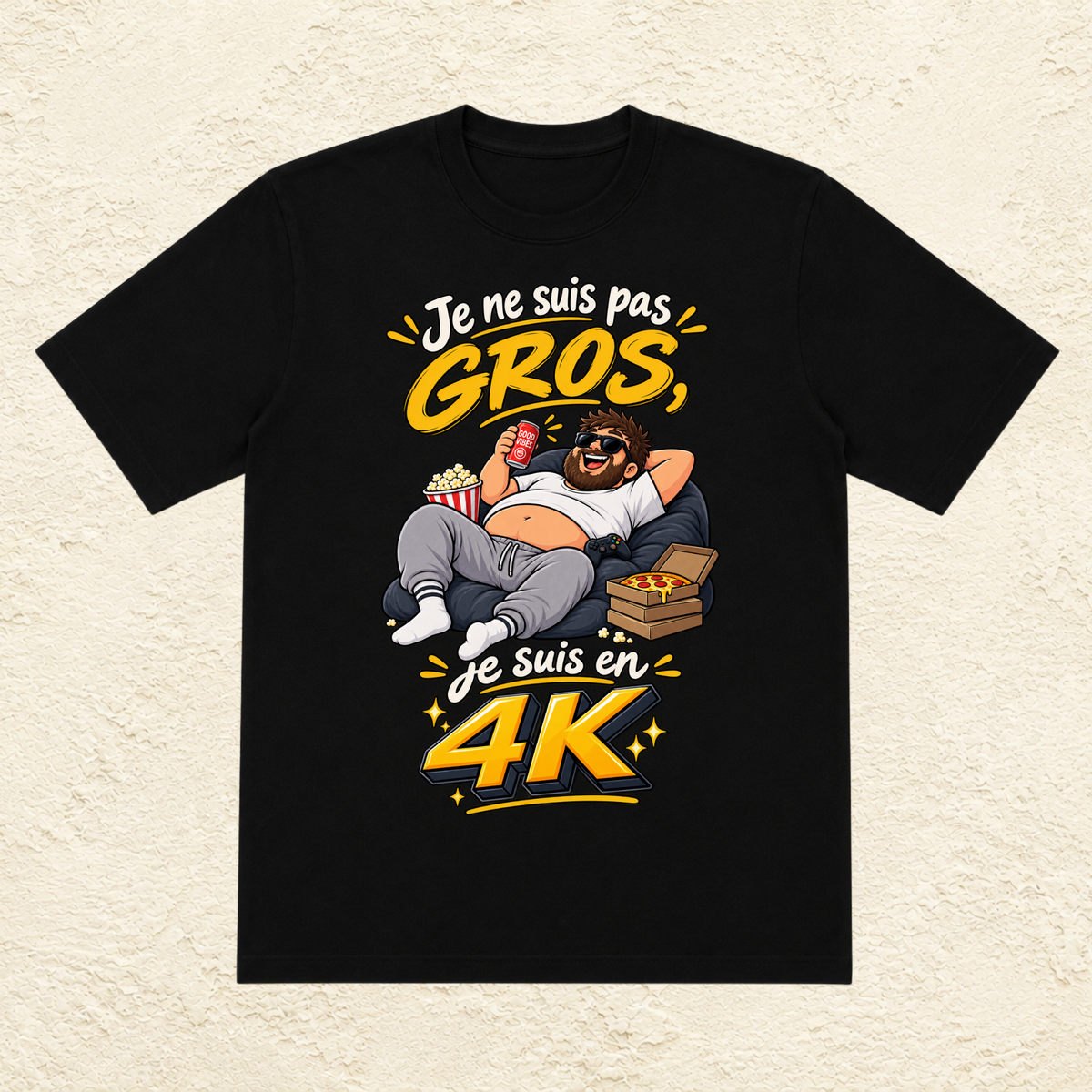 T-shirt Homme « Je ne suis pas gros, je suis en 4K »