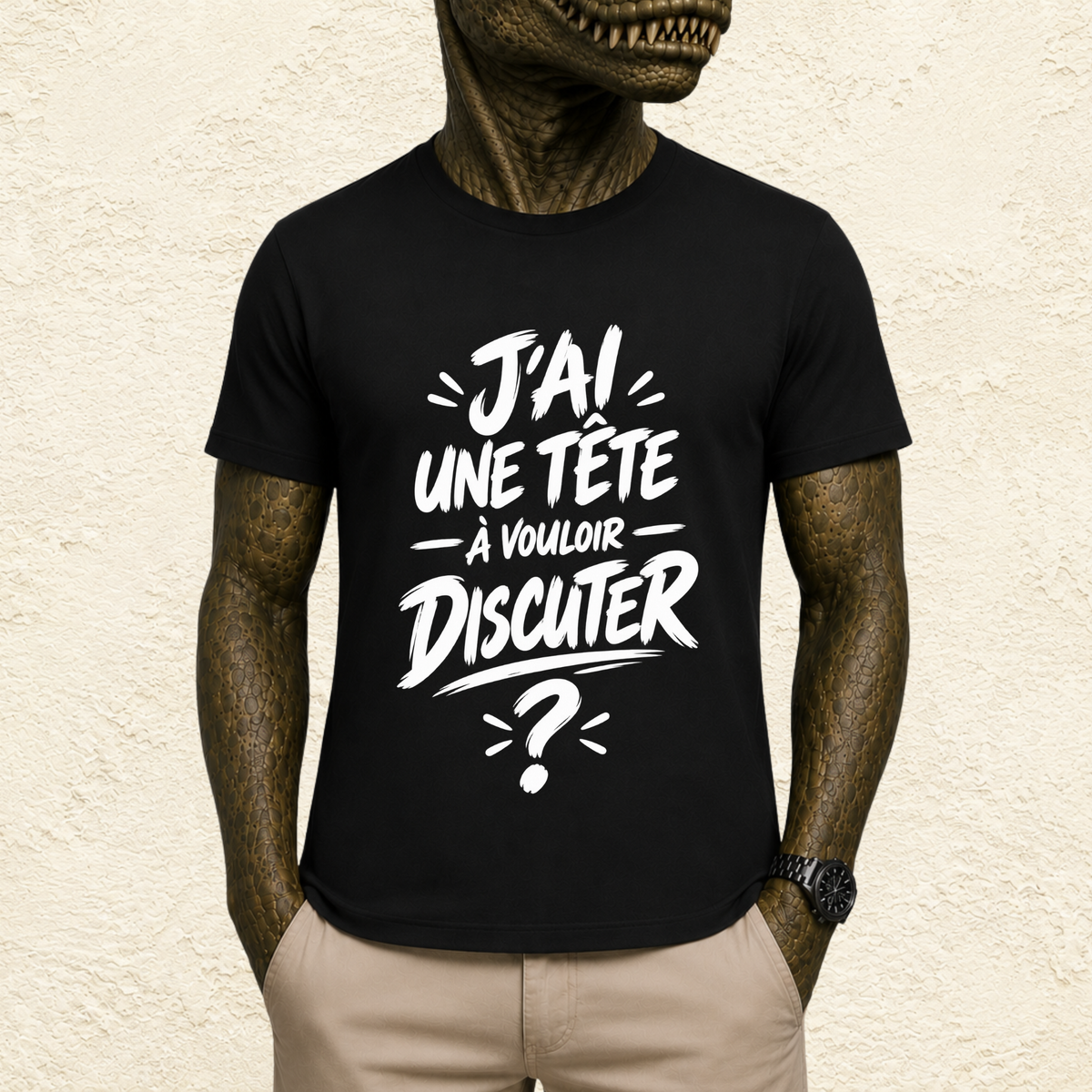 T-shirt Unisexe Noir et Blanc « J'ai une tête à vouloir discuter ? »