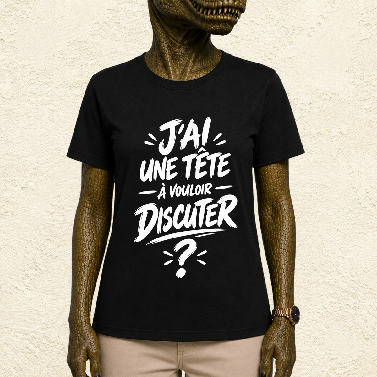 T-shirt Unisexe Noir et Blanc « J'ai une tête à vouloir discuter ? »