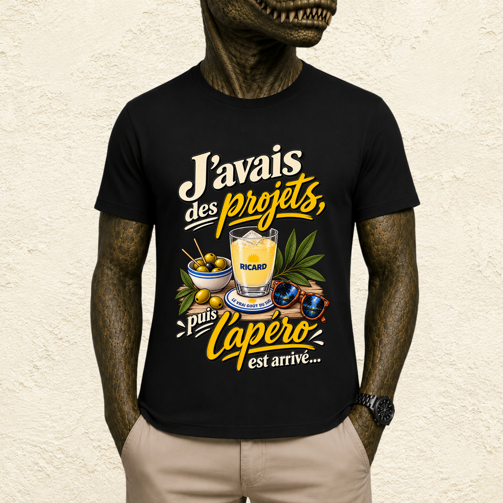 T-shirt Unisexe « J'avais des projets, puis l'apéro est arrivé »