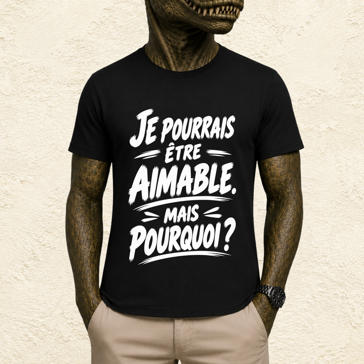 T-shirt Unisexe Noir et Blanc « Je pourrais être aimable, mais pourquoi ? »
