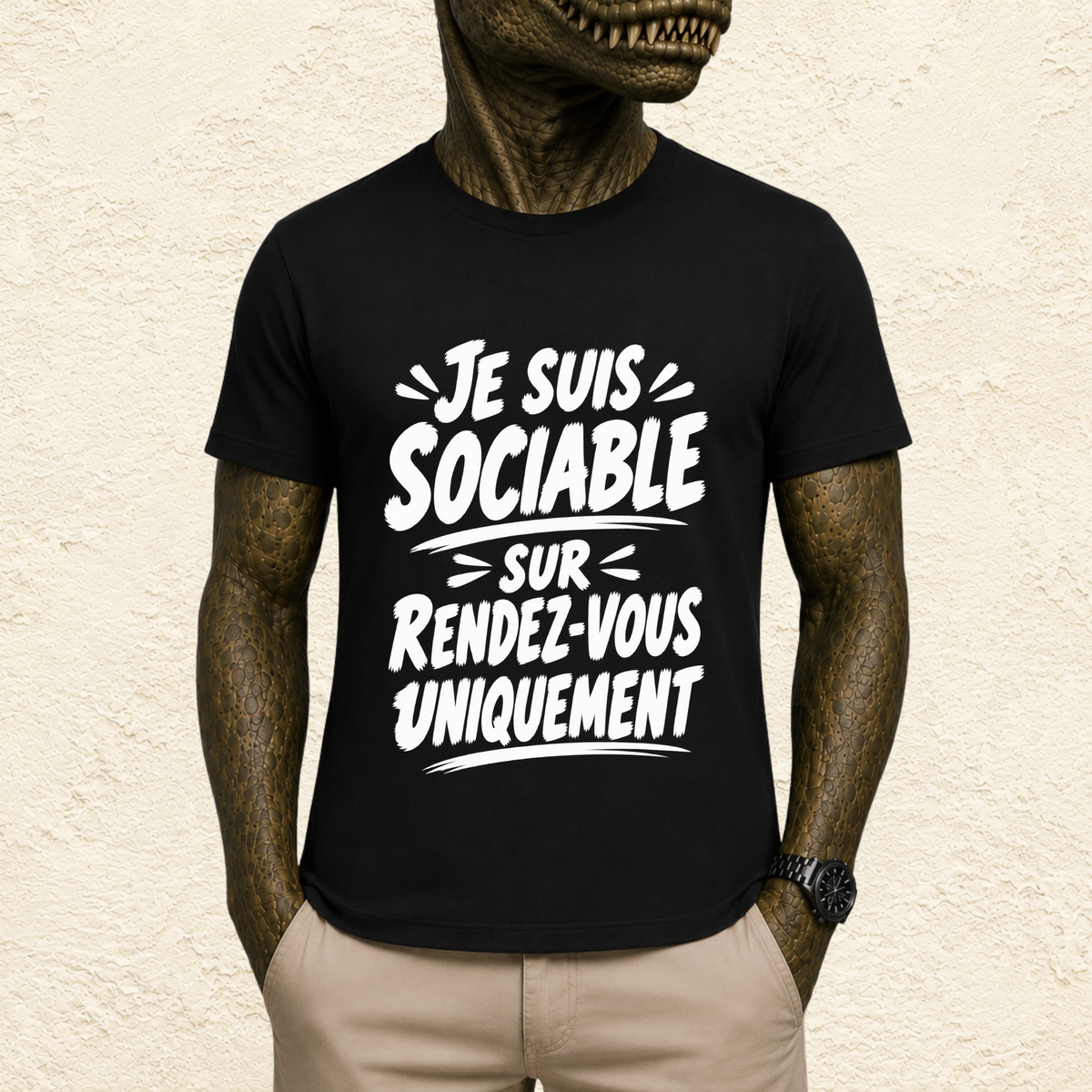 T-shirt Unisexe Noir et Blanc « Je suis sociable sur rendez-vous uniquement »