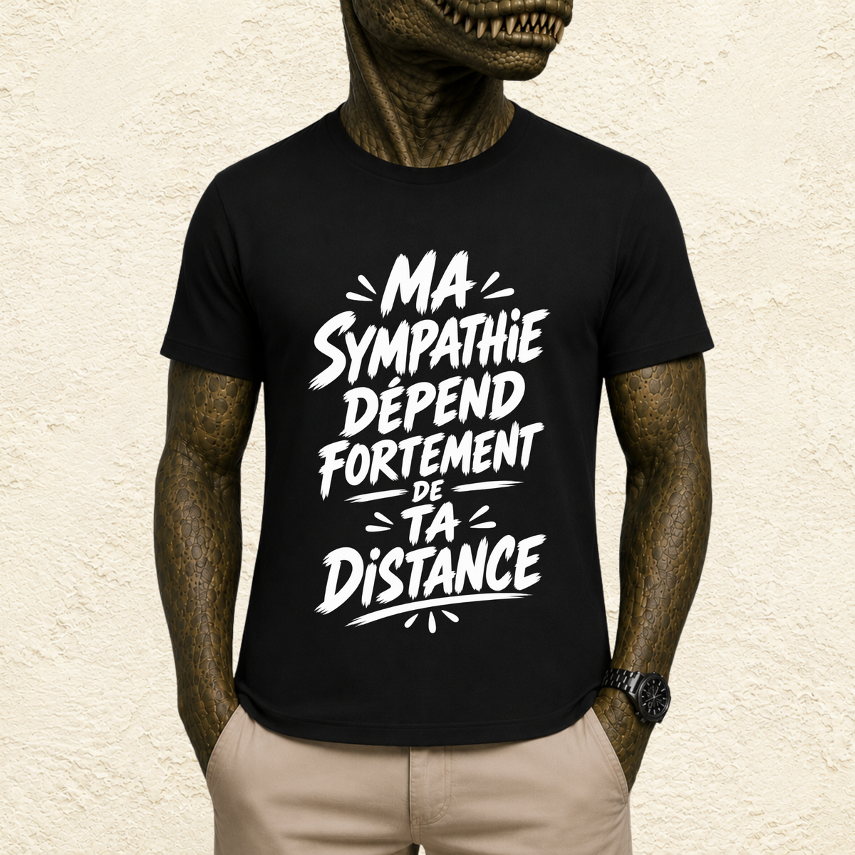 T-shirt Unisexe Noir et Blanc « Ma sympathie dépend fortement de ta distance »