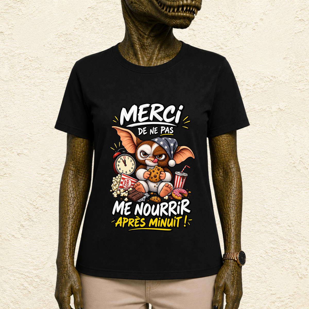 T-shirt Unisexe « Merci de ne pas me nourrir après minuit ! »