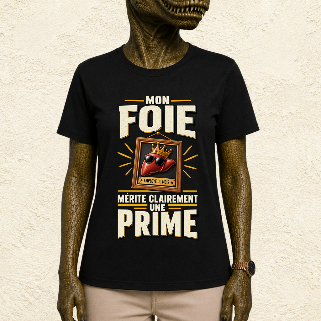T-shirt Unisexe « Mon foie mérite clairement une prime »