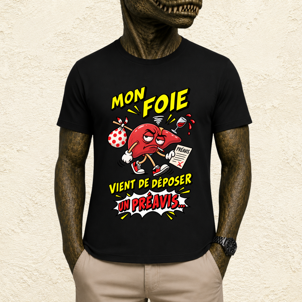 T-shirt Unisexe « Mon foie vient de déposer un préavis... »