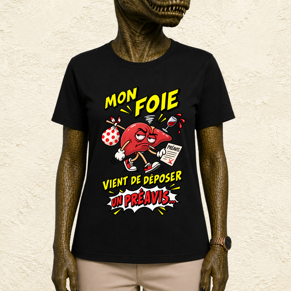 T-shirt Unisexe « Mon foie vient de déposer un préavis... »