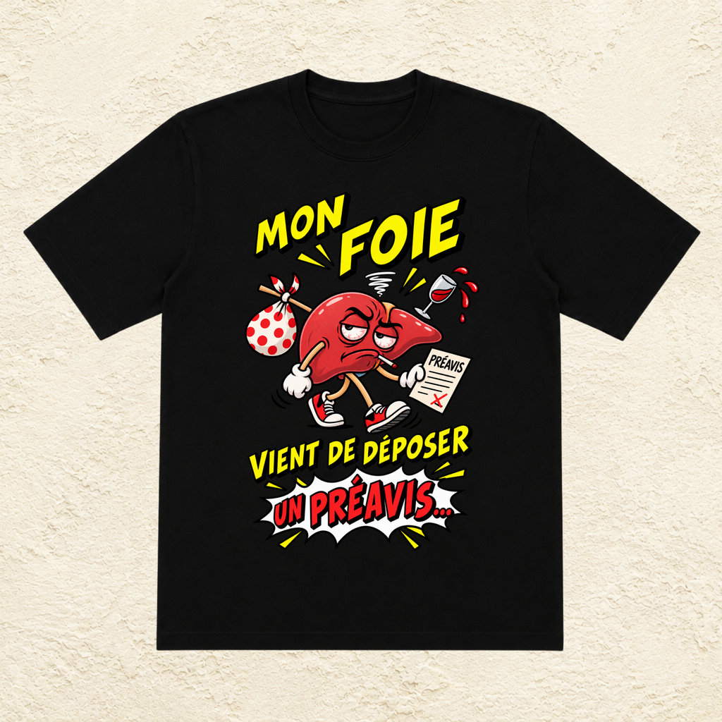 T-shirt Unisexe « Mon foie vient de déposer un préavis... »