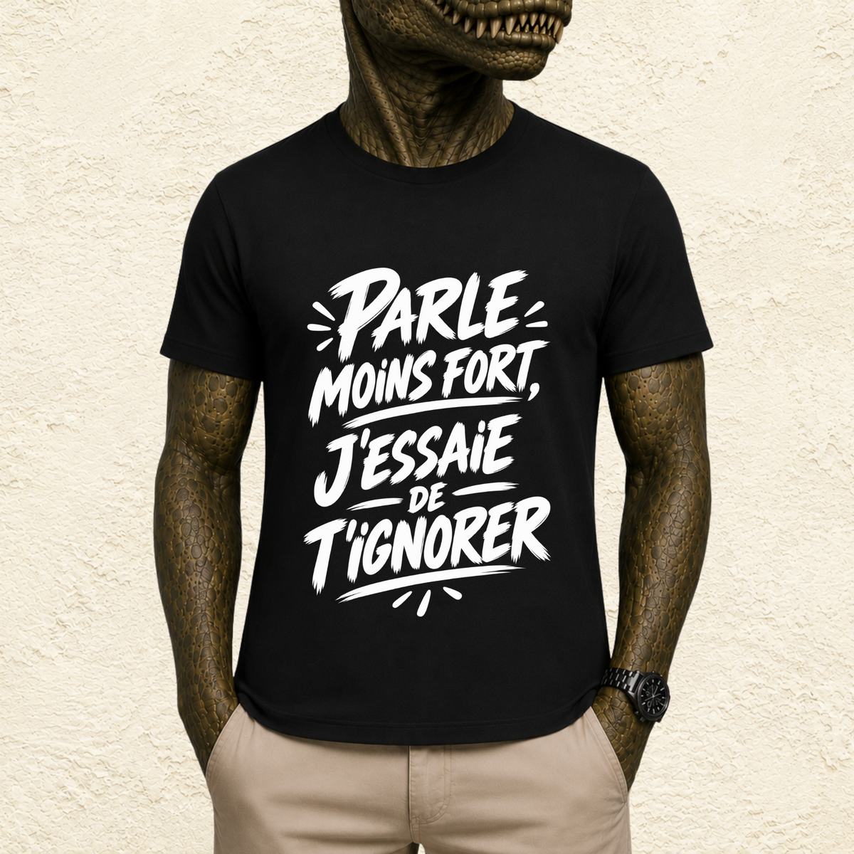 T-shirt Unisexe Noir et Blanc « Parle moins fort, j'essaie de t'ignorer »