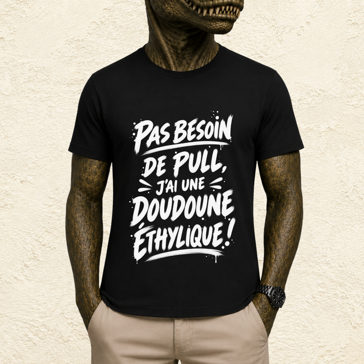 T-shirt Unisexe « Pas besoin de pull, j'ai une doudoune éthylique ! »