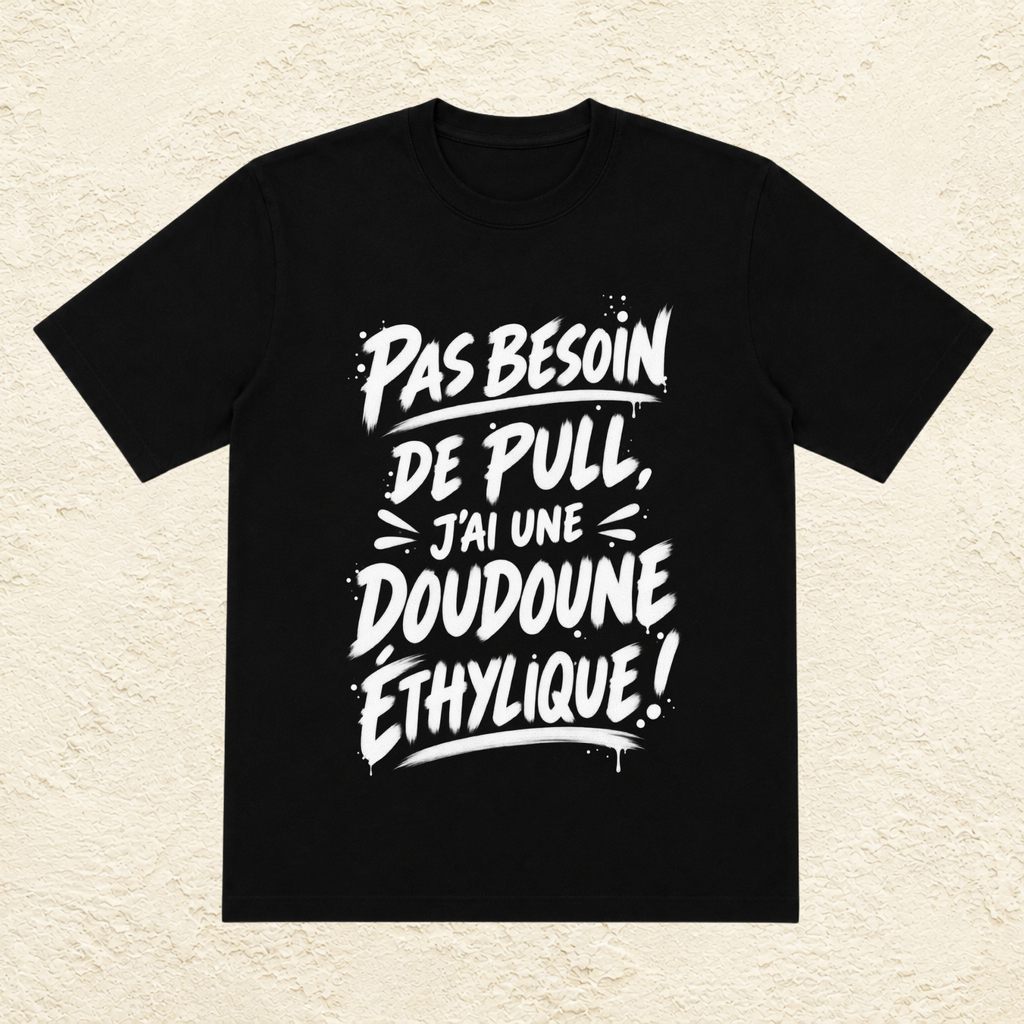 T-shirt Unisexe « Pas besoin de pull, j'ai une doudoune éthylique ! »