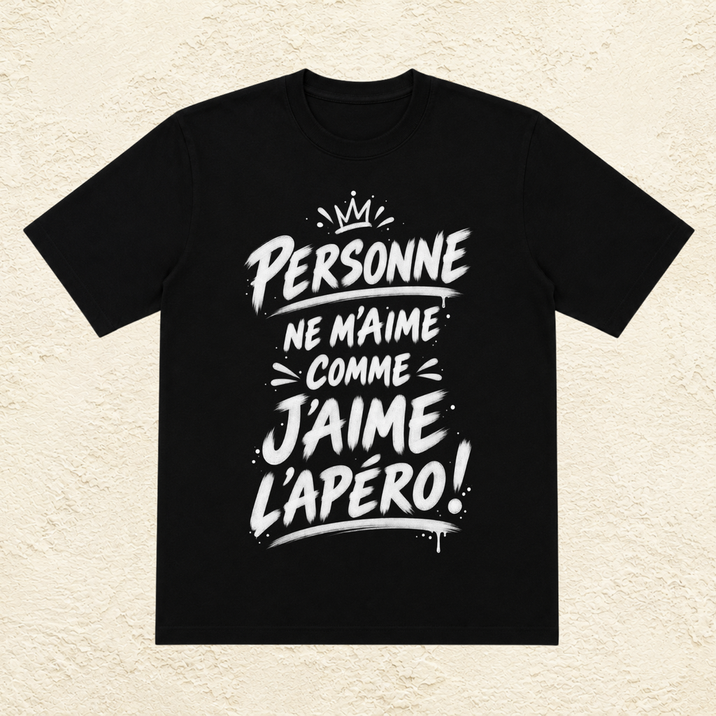T-shirt Unisexe « Personne ne m'aime comme j'aime l'apéro ! »