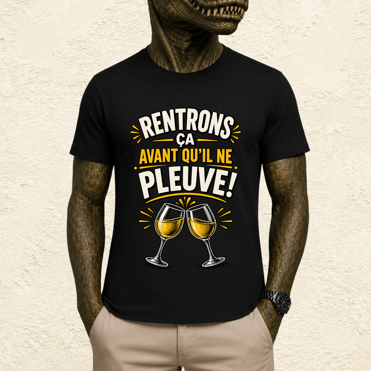 T-shirt Unisexe « Rentrons ça avant qu'il ne pleuve »