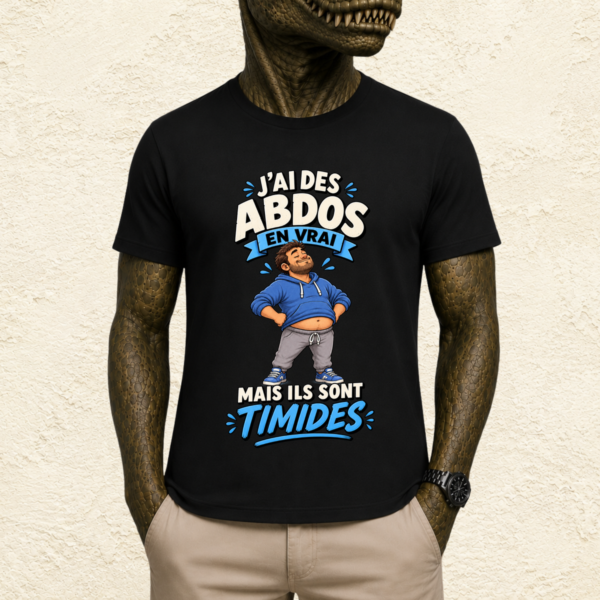 T-shirt Homme « J'ai des abdos en vrai, mais ils sont timides »