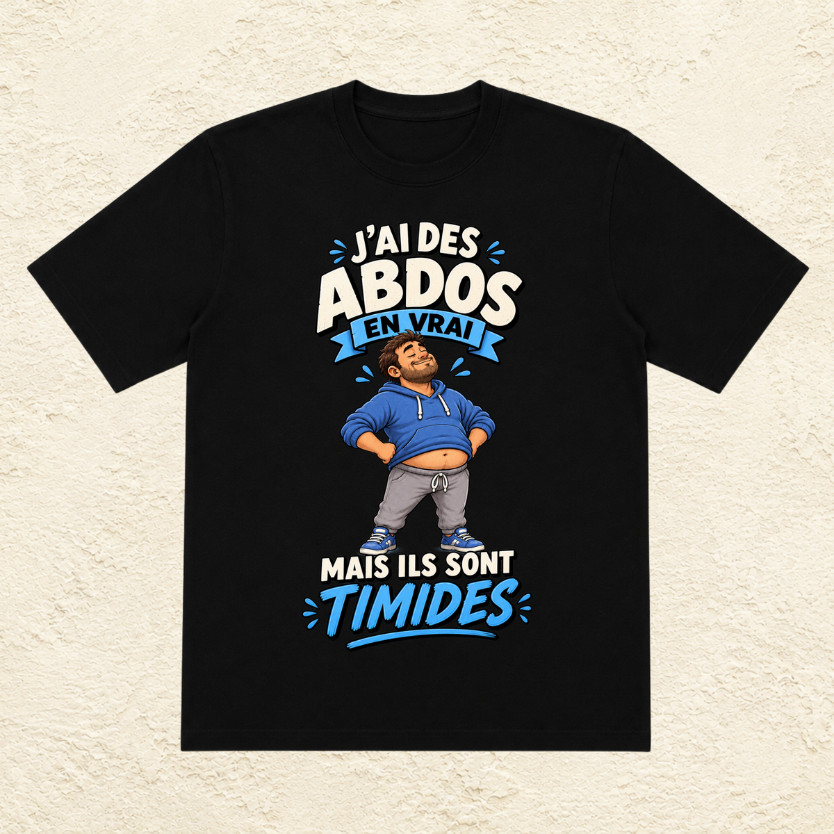 T-shirt Homme « J'ai des abdos en vrai, mais ils sont timides »