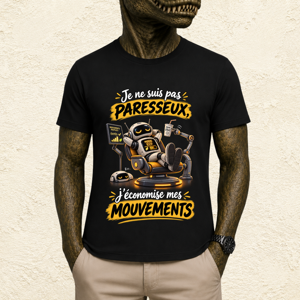 T-shirt Homme « Je ne suis pas paresseux, j'économise mes mouvements »