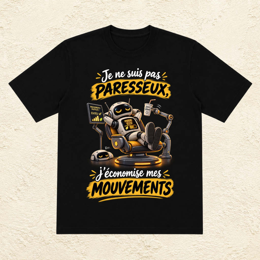 T-shirt Homme « Je ne suis pas paresseux, j'économise mes mouvements »