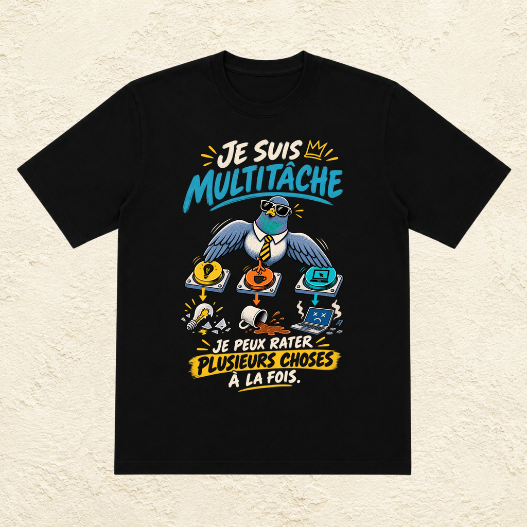 T-shirt Homme « Je suis multitâche, je peux rater plusieurs choses à la fois »