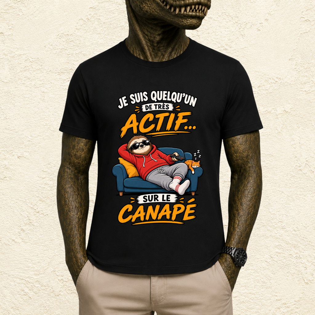 T-shirt Homme « Je suis quelqu'un de très actif sur le canapé »