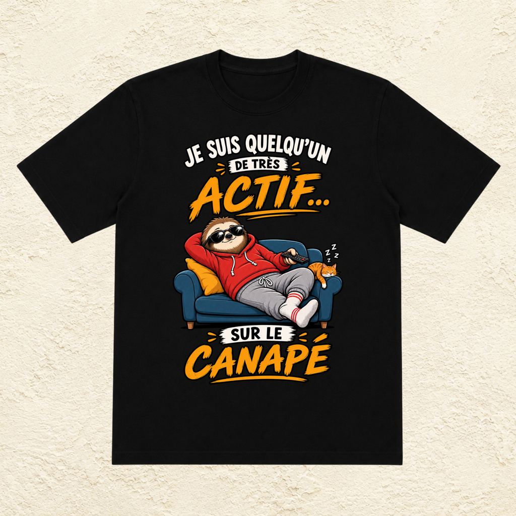 T-shirt Homme « Je suis quelqu'un de très actif sur le canapé »