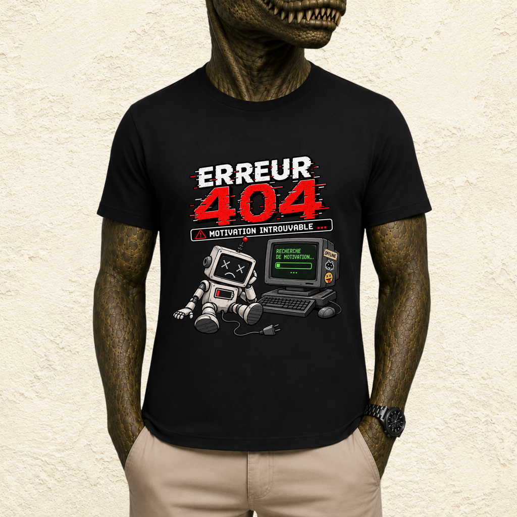 T-shirt Unisexe « Erreur 404 : Motivation introuvable - Robot »