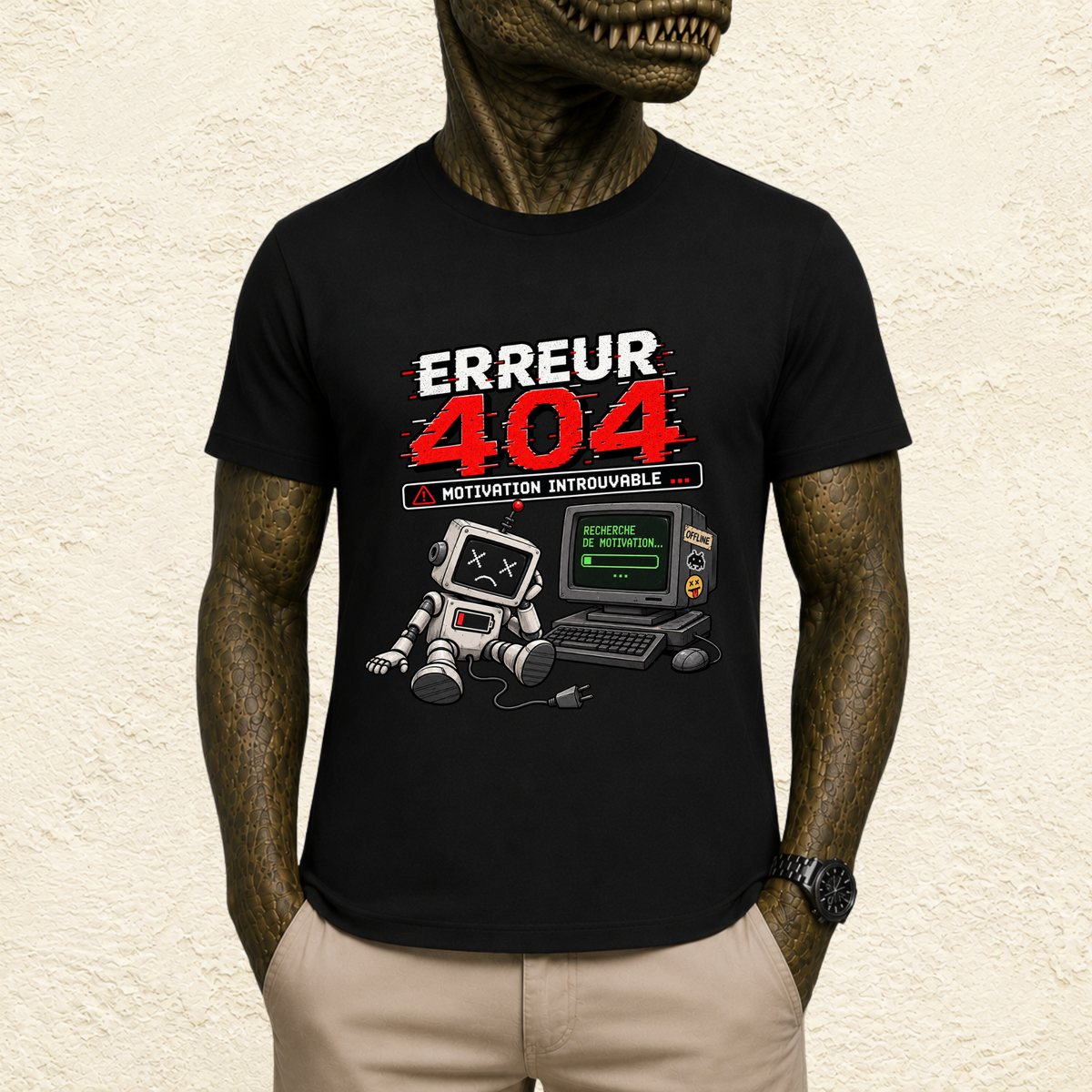 T-shirt Unisexe « Erreur 404 : Motivation introuvable - Robot »