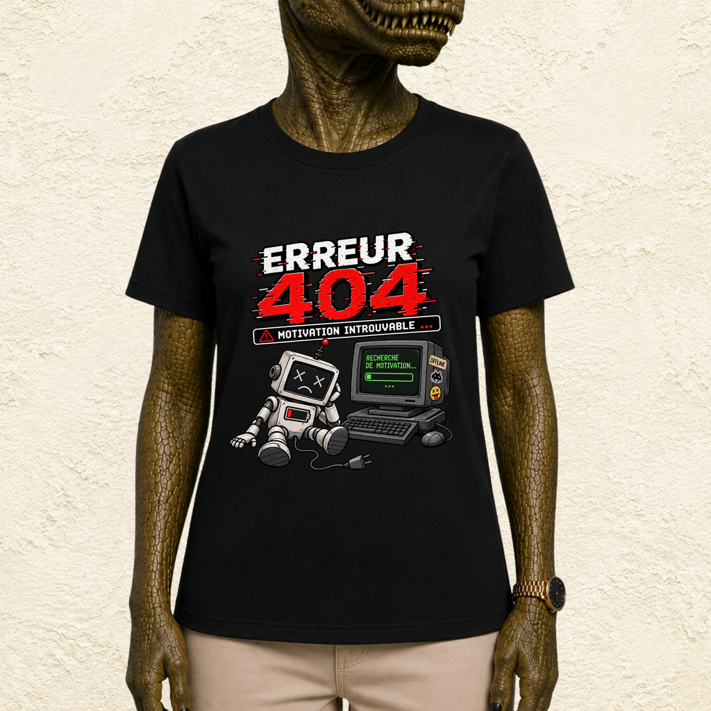 T-shirt Unisexe « Erreur 404 : Motivation introuvable - Robot »