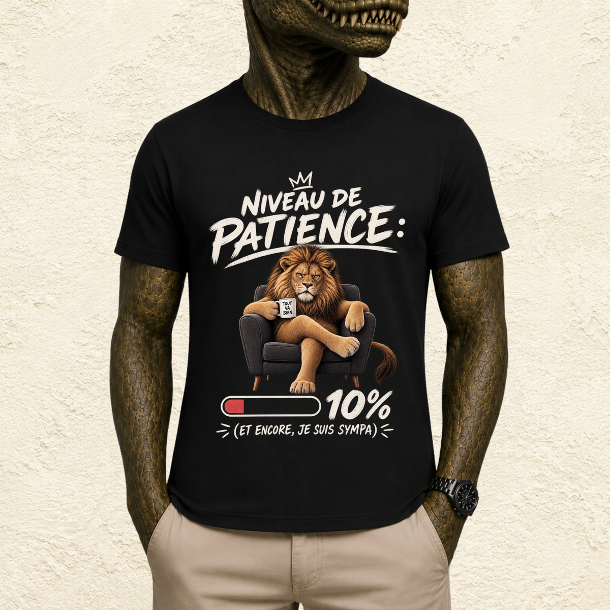 T-shirt Unisexe « Niveau de patience : 10%, et encore, je suis sympa »
