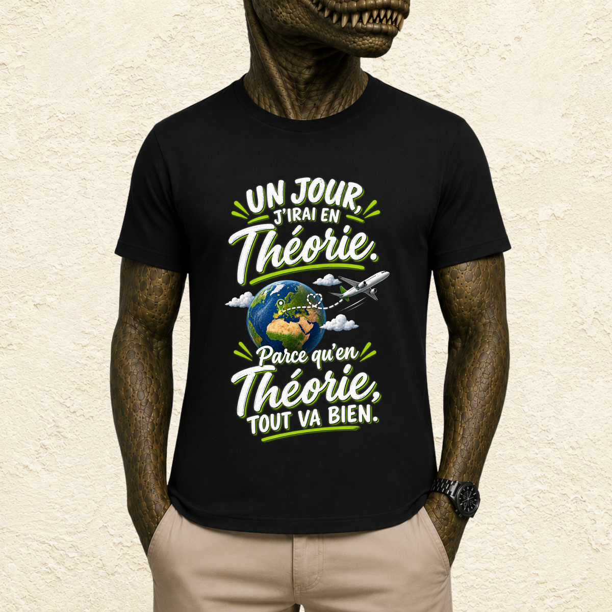 T-shirt Unisexe « Un jour j'irai en Théorie, parce qu'en Théorie tout va bien »